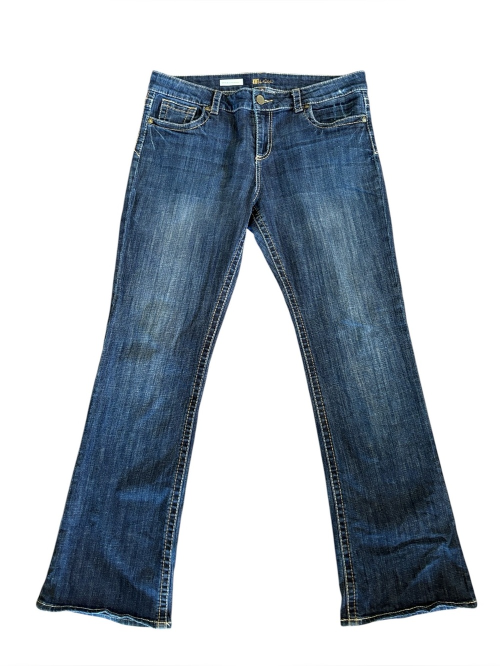 Kut From the Kloth Natalie High Rise Bootcut Blue Jeans Back Flap Pocket Size 14